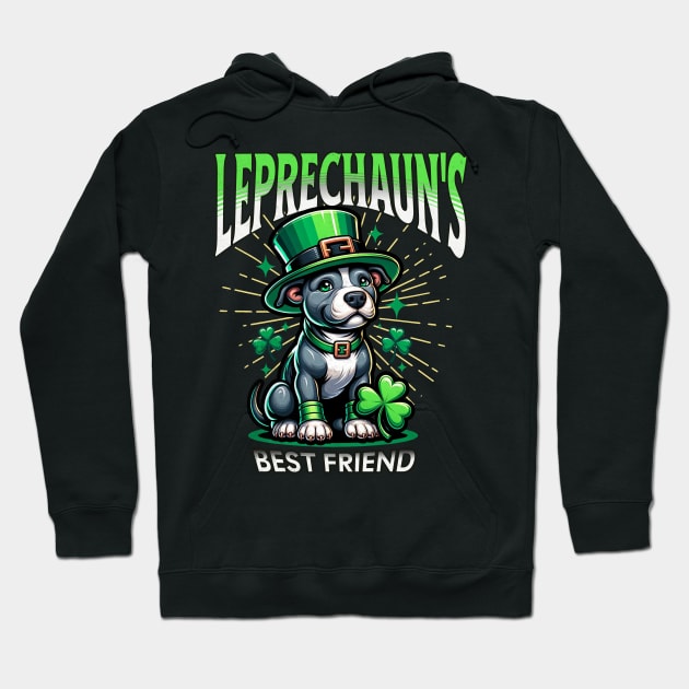 Leprechaun's Best Friend Cute Irish St Patrick's Day Pitbull Puppy Lucky Dog St Paddy's Day Shamrock Hoodie by Carantined Chao$